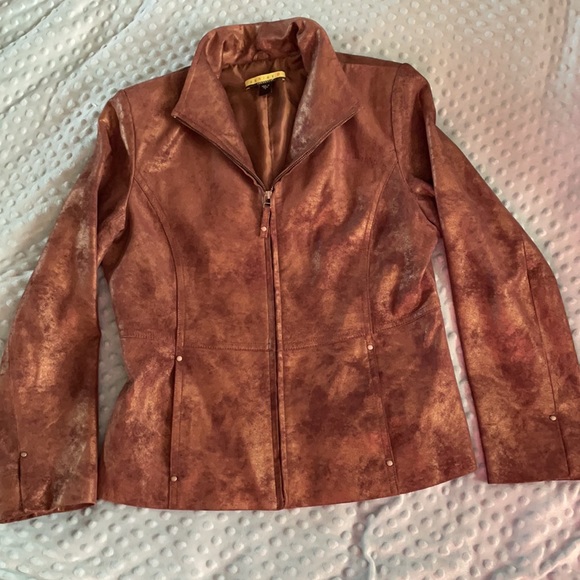 Ashley B Bernardo Genuine leather zip blazer (M) - Picture 9 of 9